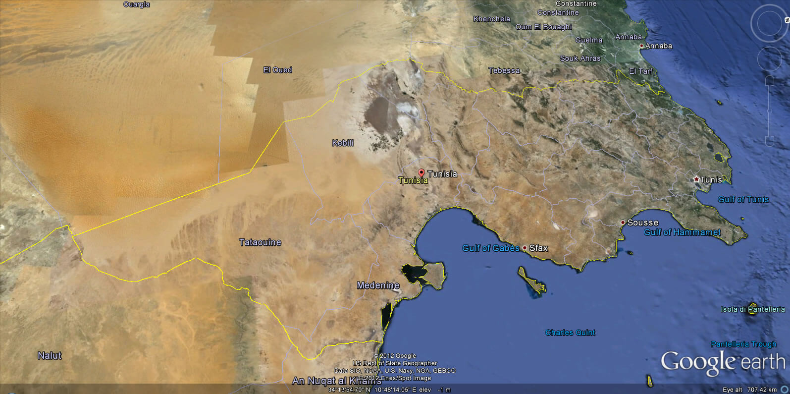 Tunisia Earth Map